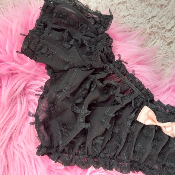 SOLD! Sheer DK off shoulder lingerie crop top & bloomers! Only tried on! - Picture 7 of 10